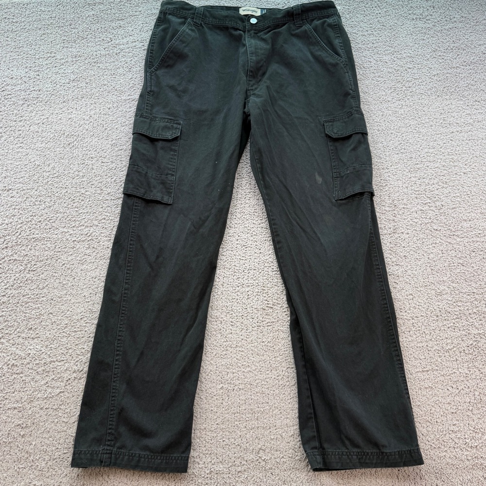 Wrangler Mens Black Cotton Twill Cargo Pants 36x32 MGW90BK Utility Workwear